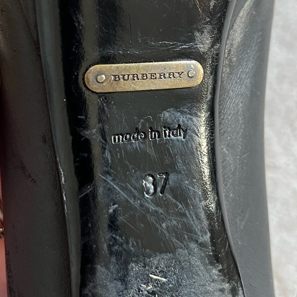 Burberry Black Leather Peep Toe Platform Slip On Pumps Heels Shoes Sz. 37 (7) - Picture 4 of 8